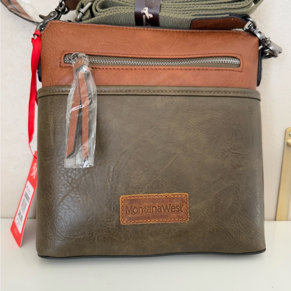 SOLD! Montana West Tan and Brown Messenger Bag with Sleek Design